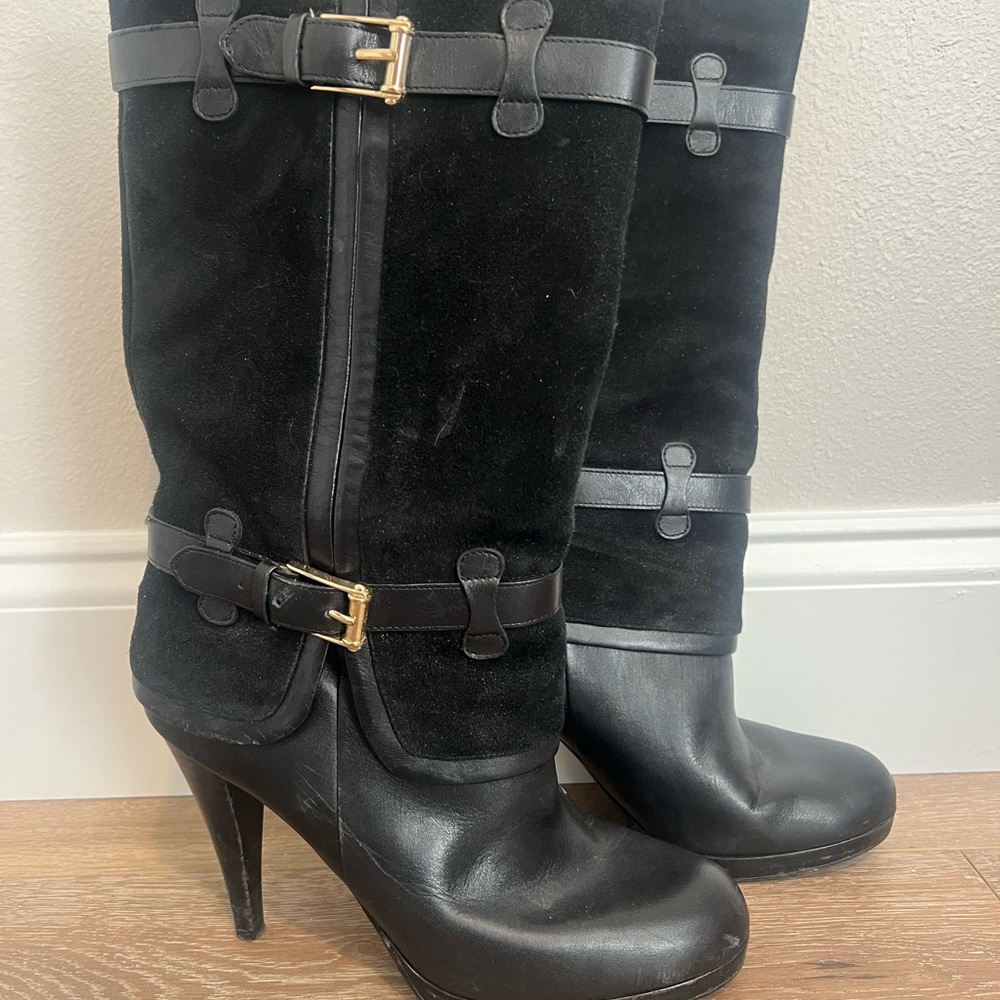 Cole Haan Nike Air Kennedy Leather and Suede Boots